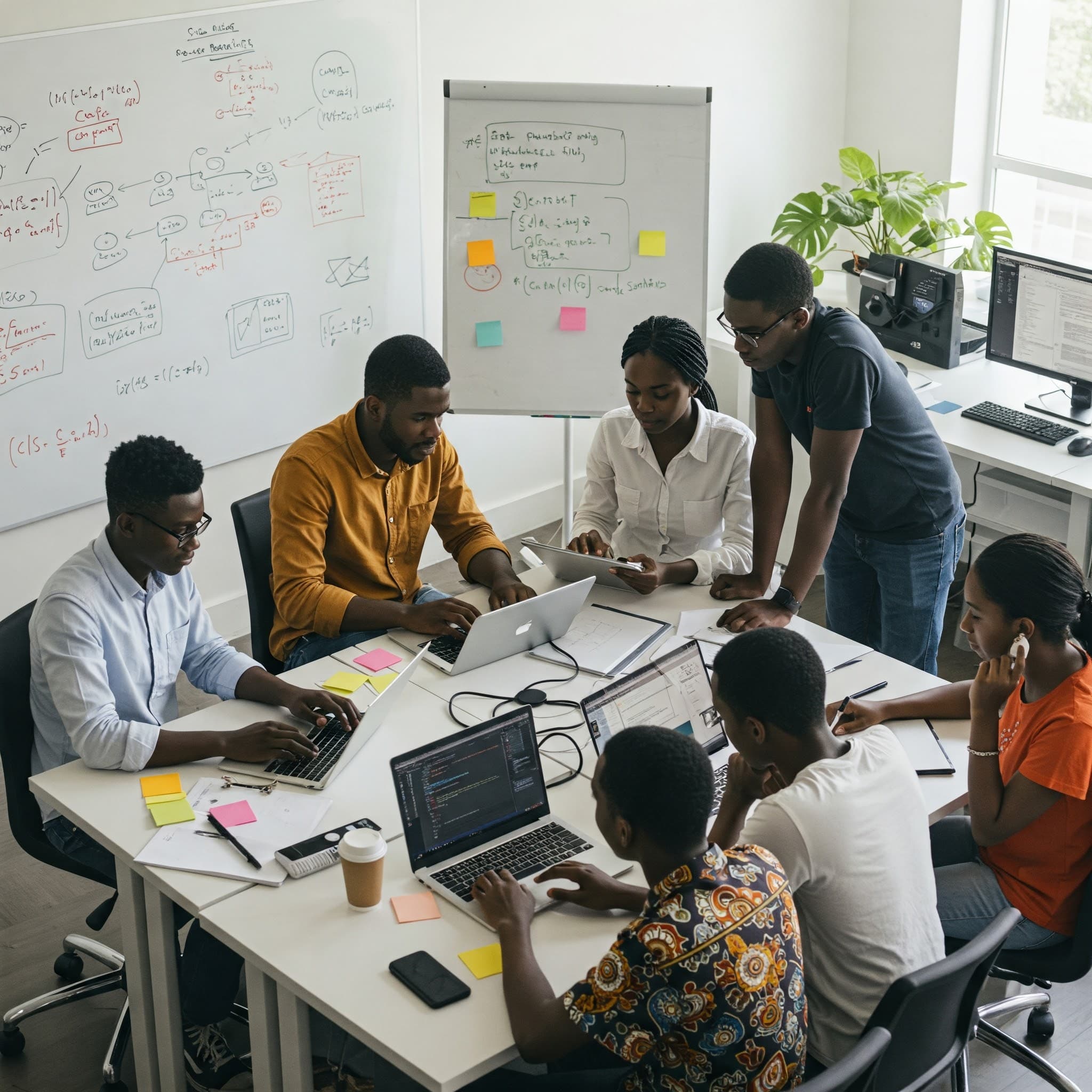 UNIBEN students collaborating on innovation projects - A group of students working together on a project
